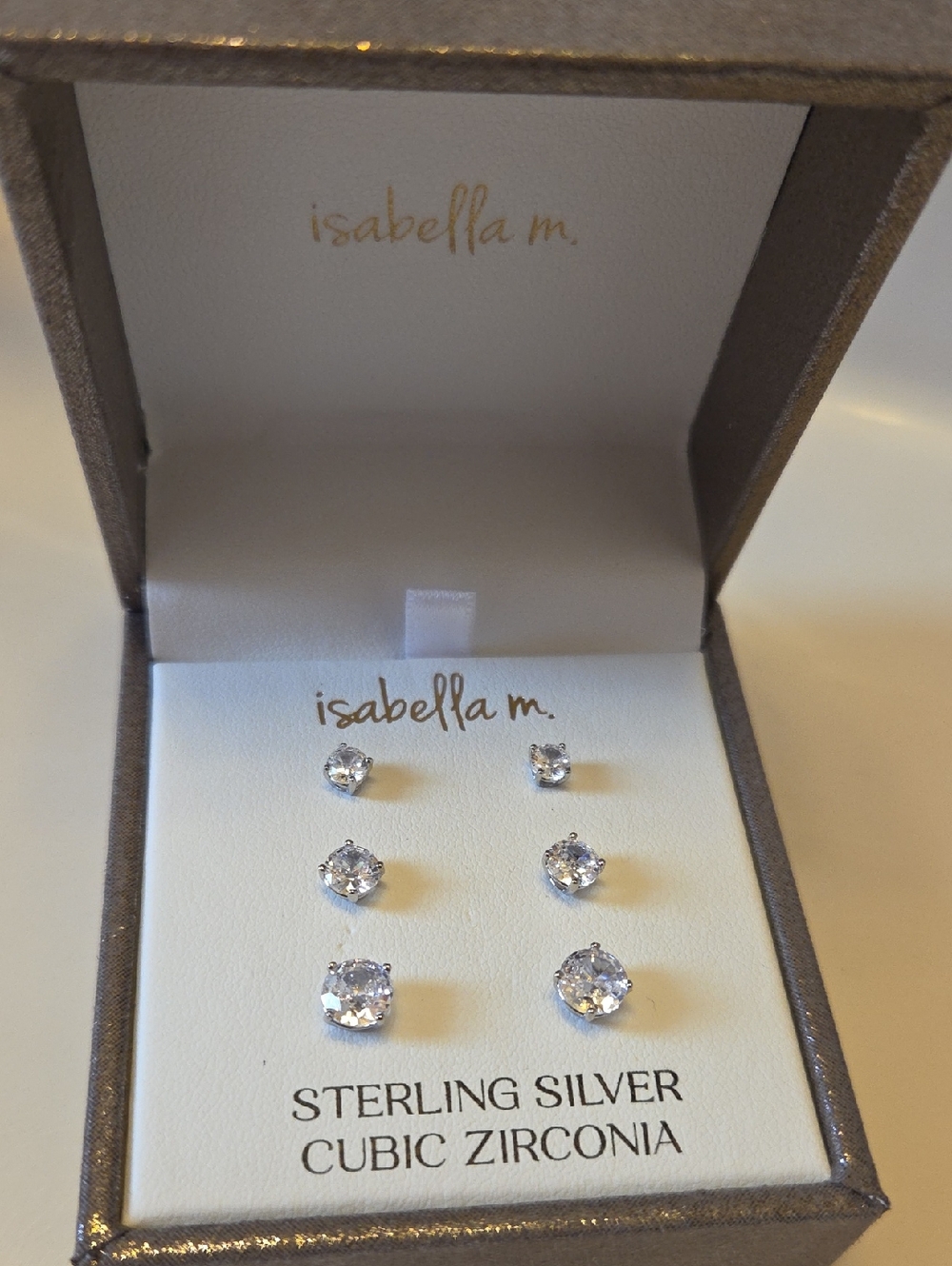 Isabella Sterling Silver Clear Cubic Zirconia Stud Earring Set